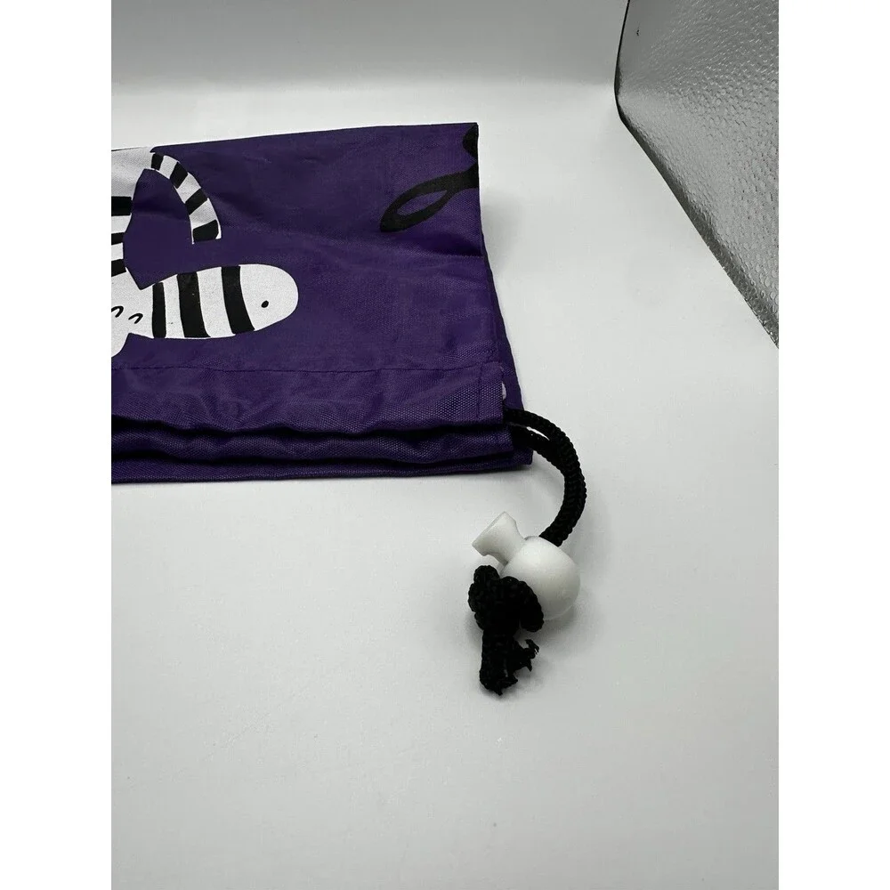 Purple Zebra Music Notes Drawstring Bag Kids Shoe Gym Bag Polyester